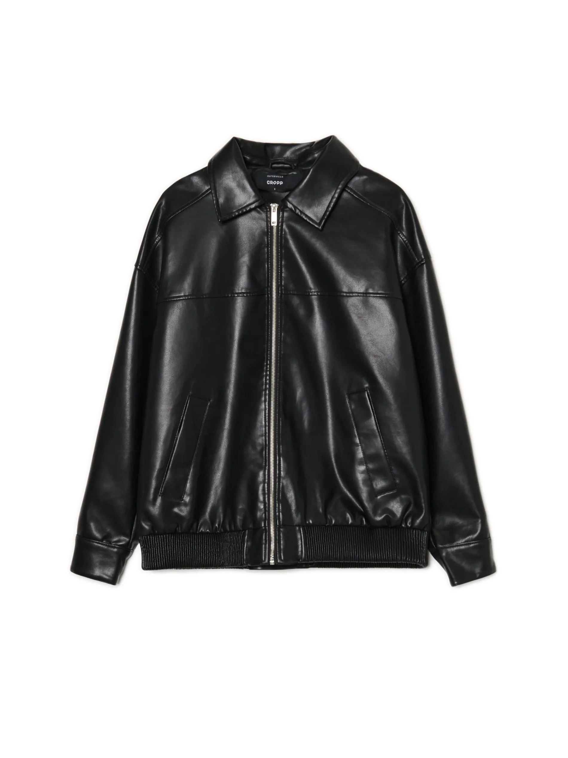 Cropp Kurtki, Płaszcze*Czarna kurtka bomber ze sztucznej skóry