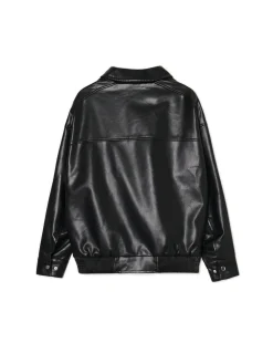 Cropp Kurtki, Płaszcze*Czarna kurtka bomber ze sztucznej skóry