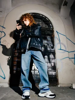 Cropp Kurtki, Płaszcze*Czarna kurtka bomber ze sztucznej skóry