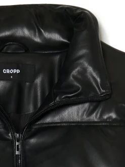 Cropp Kurtki, Płaszcze*Czarna kurtka puffer z efektem skóry