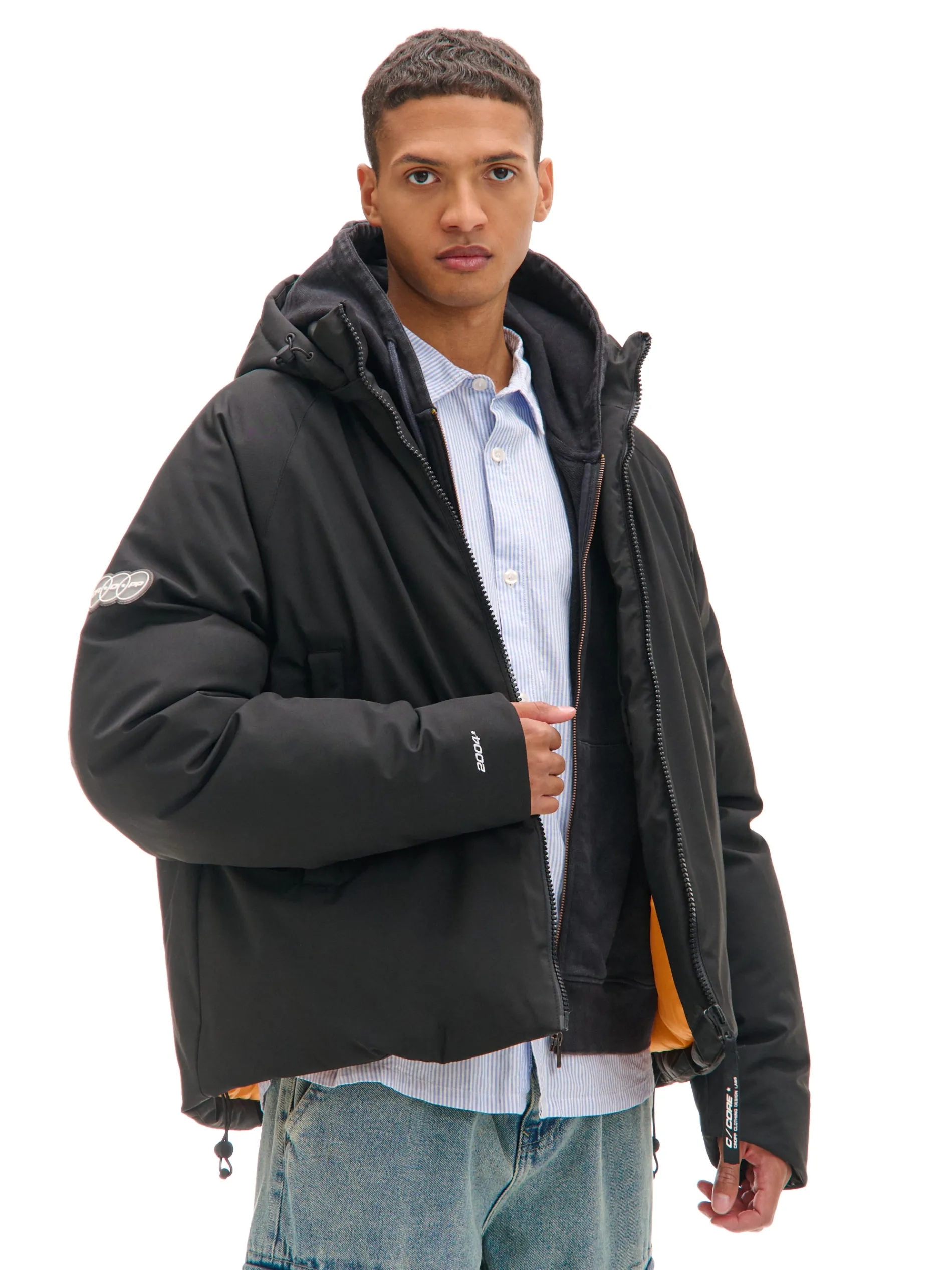 Cropp Kurtki Zimowe|Kurtki, Płaszcze*Czarna kurtka puffer z kapturem