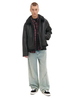 Cropp Kurtki Zimowe|Kurtki, Płaszcze*Czarna kurtka sherpa z imitacji skóry