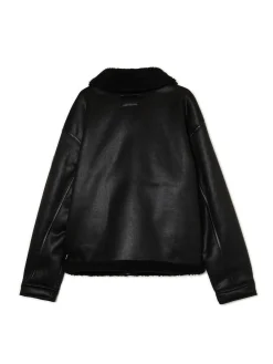 Cropp Kurtki Zimowe|Kurtki, Płaszcze*Czarna kurtka sherpa z imitacji skóry