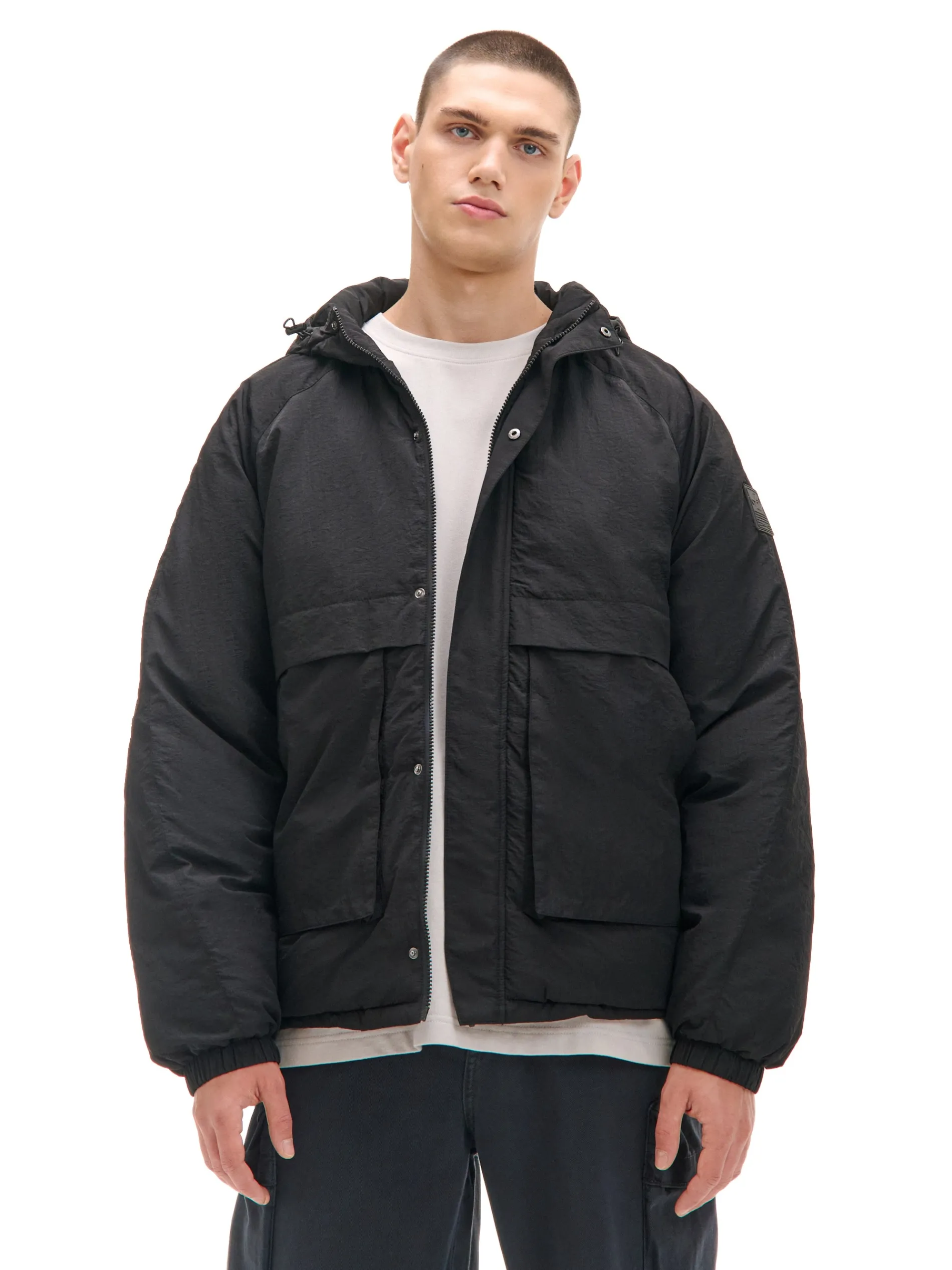 Cropp Kurtki Zimowe|Kurtki, Płaszcze*Czarna kurtka z kapturem