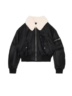 Cropp Kożuszki, Futerka*Czarna kurtka z odpinanym kołnierzem