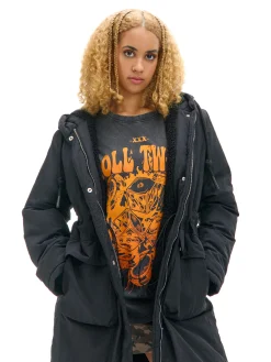 Cropp Kurtki, Płaszcze|Kożuszki, Futerka*Czarna parka z kapturem