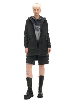 Cropp Kurtki, Płaszcze*Czarna parka z kapturem