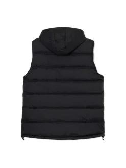 Cropp Kurtki, Płaszcze*Czarna pikowana kamizelka z kapturem