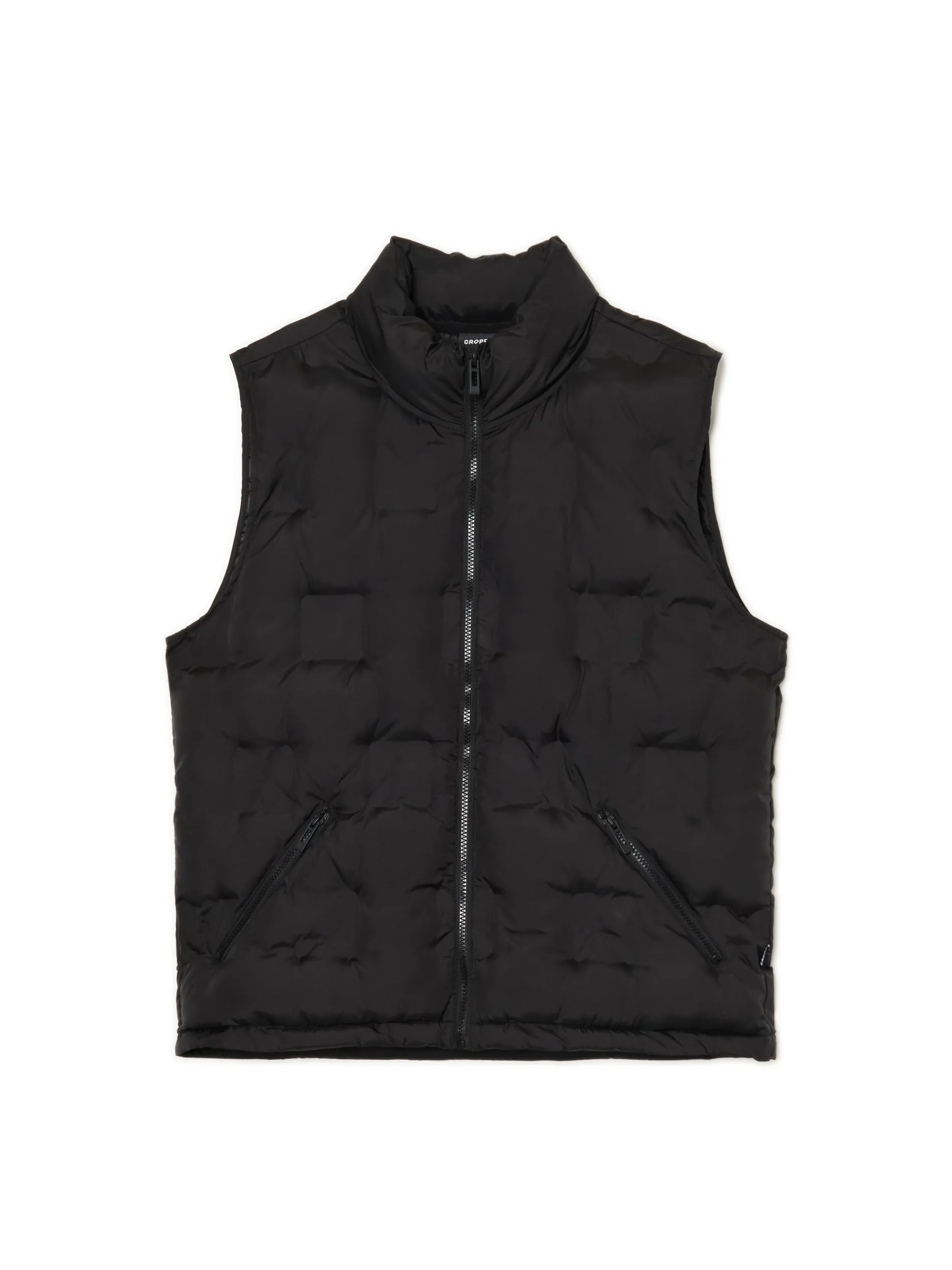 Cropp Kurtki, Płaszcze*Czarna pikowana kamizelka ze stójką