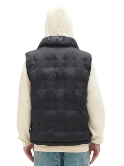 Cropp Kurtki, Płaszcze*Czarna pikowana kamizelka ze stójką