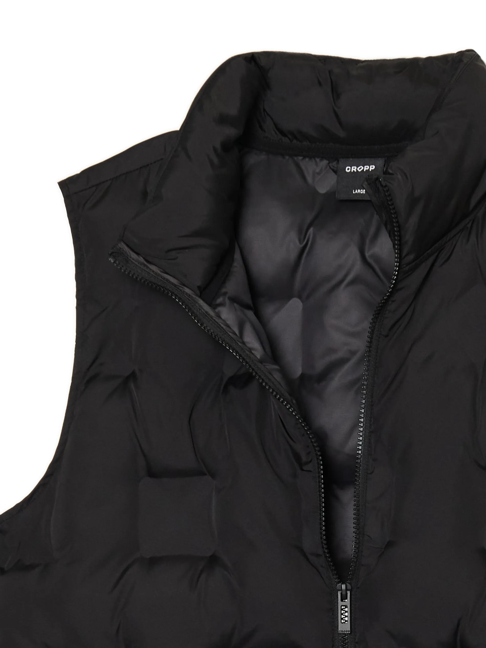 Cropp Kurtki, Płaszcze*Czarna pikowana kamizelka ze stójką