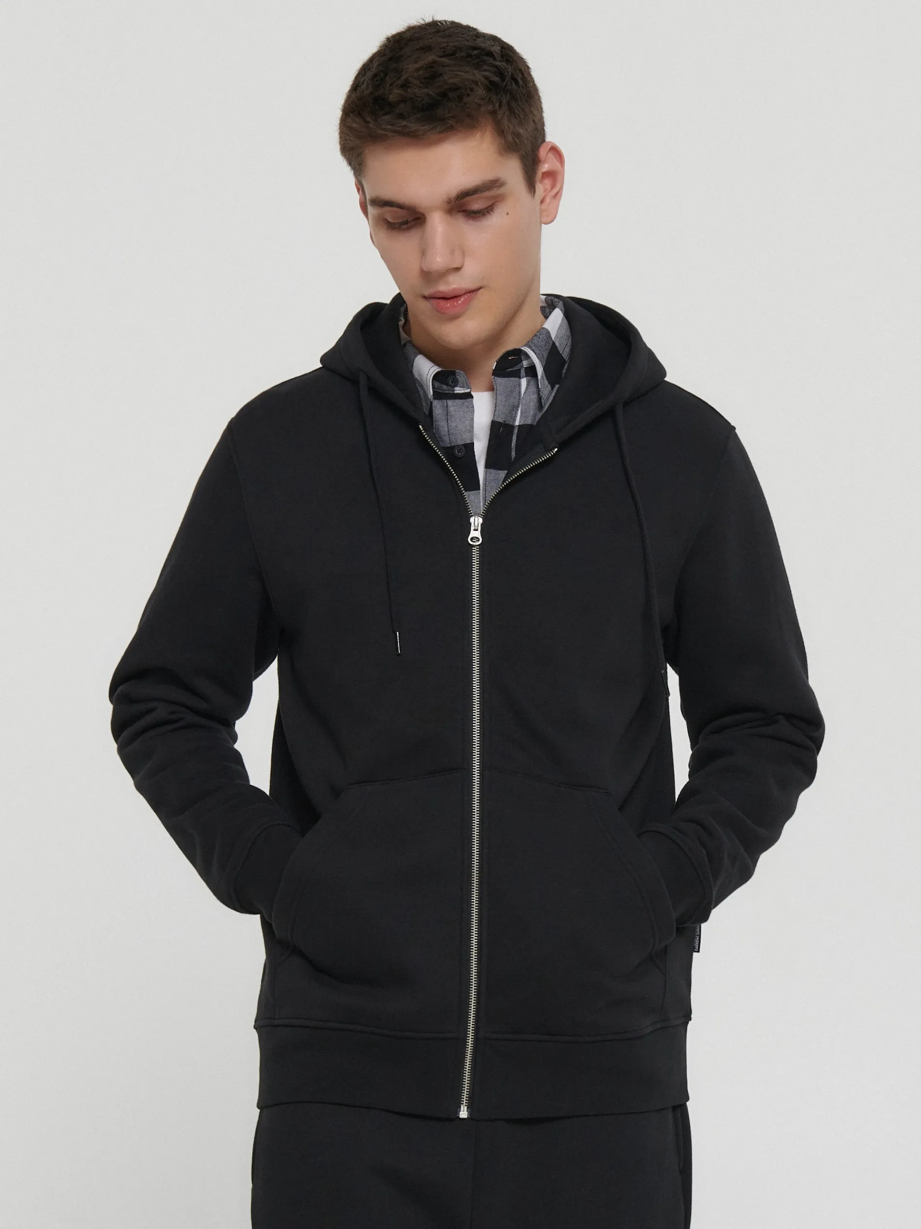 Cropp Bluzy*Czarna rozpinana bluza