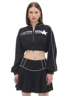 Cropp Bluzy|Sety*Czarna rozpinana bluza crop