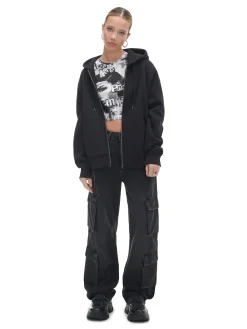 Cropp Bluzy*Czarna rozpinana bluza oversize