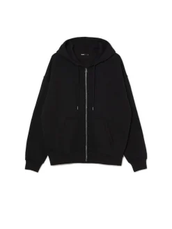 Cropp Bluzy*Czarna rozpinana bluza oversize