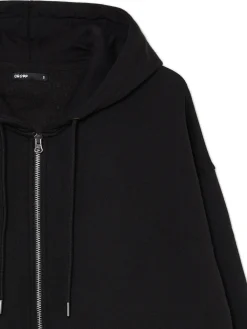 Cropp Bluzy*Czarna rozpinana bluza oversize