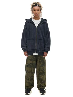 Cropp Bluzy*Czarna rozpinana bluza z kapturem