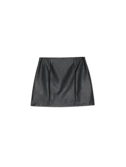 Cropp Spódnice*Czarna spódniczka mini z imitacji skóry