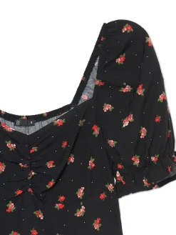 Cropp Sukienki, Kombinezony*Czarna sukienka midi w kwiaty