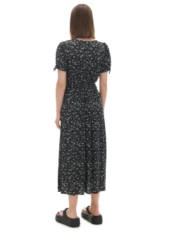 Cropp Sukienki, Kombinezony*Czarna sukienka midi w kwiaty