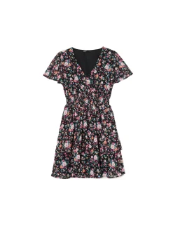 Cropp Sukienki, Kombinezony*Czarna sukienka mini w kwiaty