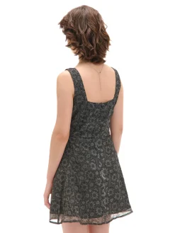 Cropp Sukienki, Kombinezony*Czarna sukienka mini w kwiaty