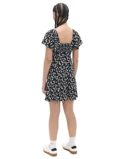 Cropp Sukienki, Kombinezony*Czarna sukienka mini w stokrotki