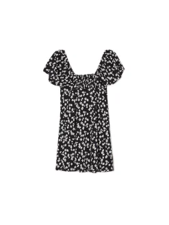 Cropp Sukienki, Kombinezony*Czarna sukienka mini w stokrotki