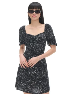 Cropp Sukienki, Kombinezony*Czarna sukienka mini z motywem kwiatowym