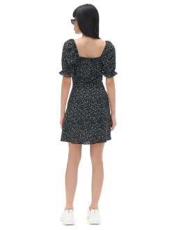 Cropp Sukienki, Kombinezony*Czarna sukienka mini z motywem kwiatowym