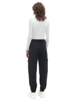 Cropp Jeansy*Czarne jeansowe joggery cargo