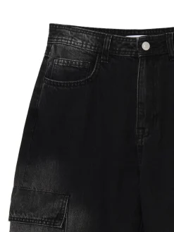 Cropp Jeansy*Czarne jeansy baggy PETITE