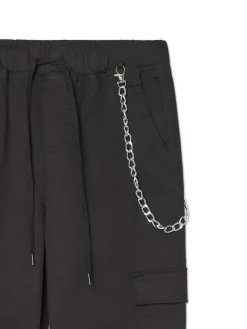 Cropp Spodnie*Czarne joggery cargo z łańcuchem