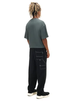 Cropp Spodnie*Czarne joggery z białym przeszyciem