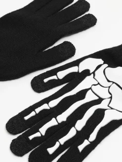 Cropp Rękawiczki*Czarne rękawiczki z nadrukiem kości
