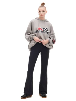 Cropp Spodnie*Czarne spodnie flare z wysokim stanem