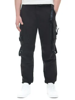 Cropp Spodnie*Czarne spodnie loose z paskiem