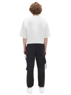 Cropp Spodnie*Czarne spodnie loose z paskiem