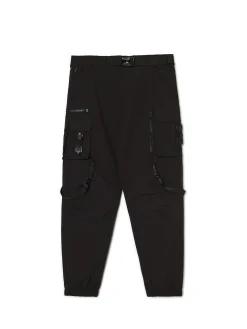 Cropp Spodnie*Czarne spodnie loose z paskiem