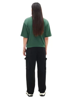 Cropp Spodnie*Czarne spodnie loose z regulacją