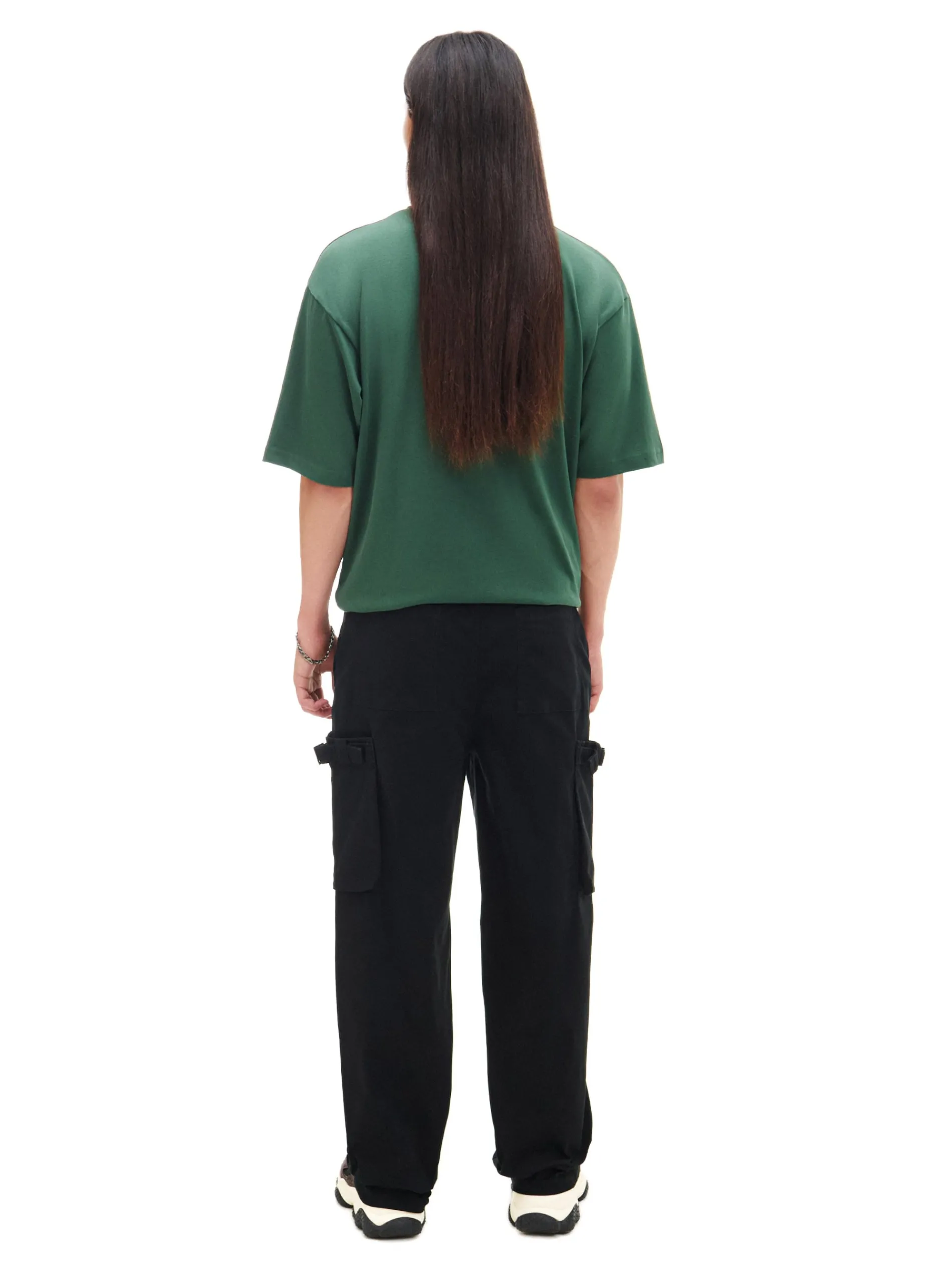 Cropp Spodnie*Czarne spodnie loose z regulacją