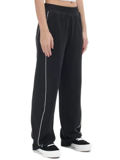 Cropp Spodnie*Czarne spodnie wide leg z wysokim stanem