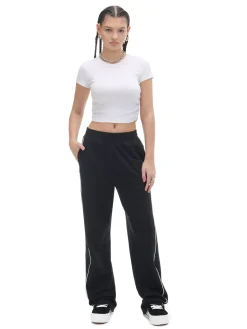 Cropp Spodnie*Czarne spodnie wide leg z wysokim stanem