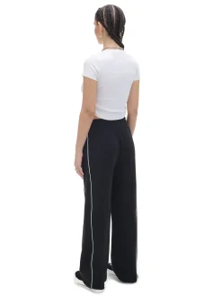 Cropp Spodnie*Czarne spodnie wide leg z wysokim stanem