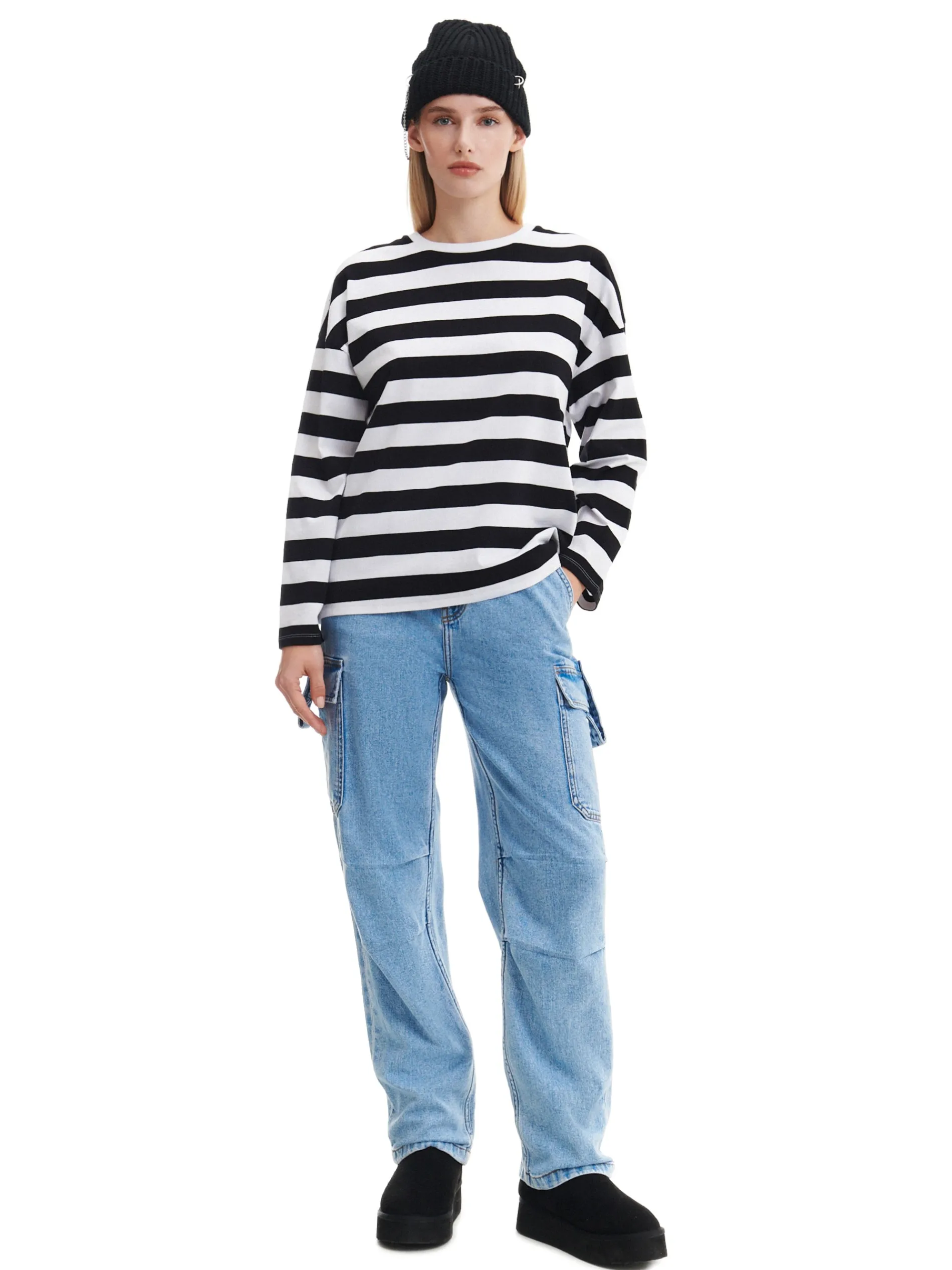 Cropp Unisex|Unisex*Czarno-biała bluzka w paski UNISEX