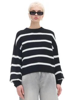 Cropp Swetry*Czarno-biały sweter z szerokim rękawem