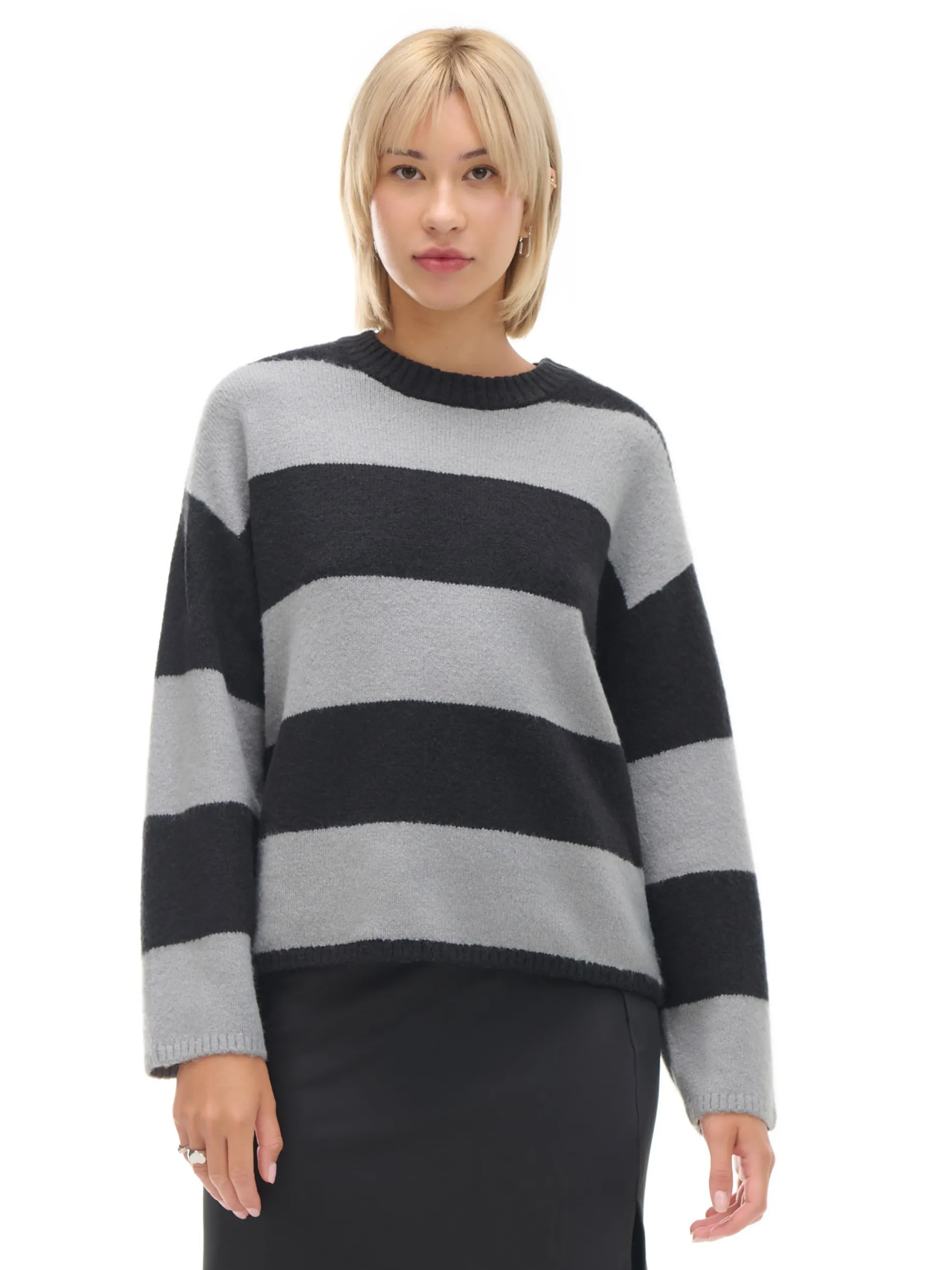 Cropp Swetry*Czarno-szary sweter w paski