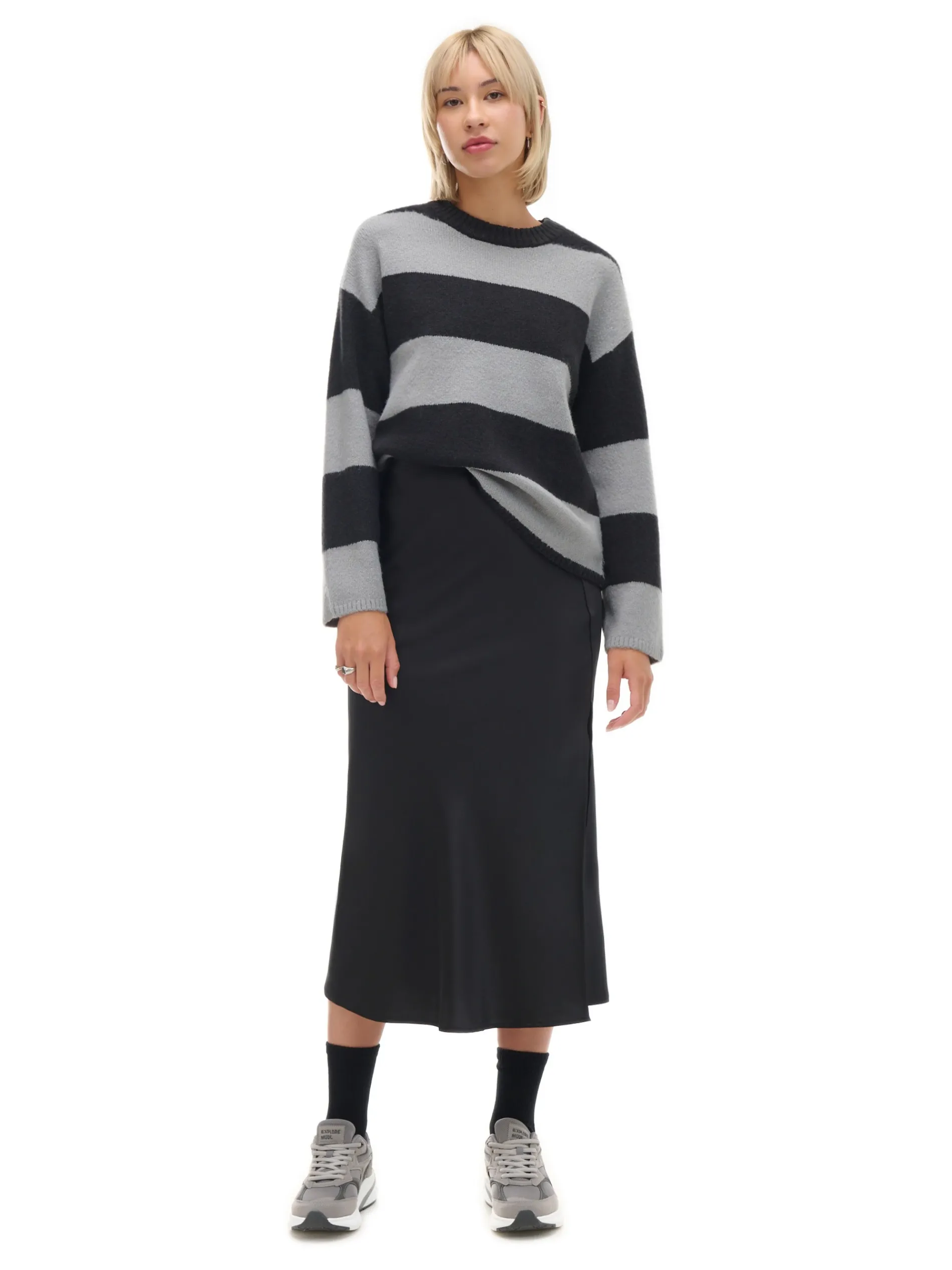 Cropp Swetry*Czarno-szary sweter w paski