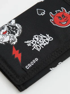 Cropp Portfele|Basic*Czarny portfel z nadrukami