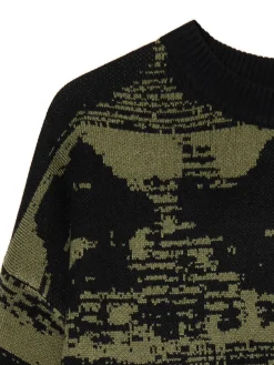 Cropp Swetry*Czarny sweter z artystycznym nadrukiem